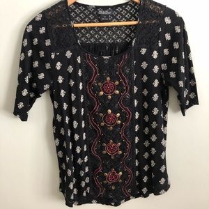 Lucky Brand Black Half Sleeve
